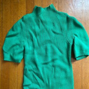 Green mock sweater top.